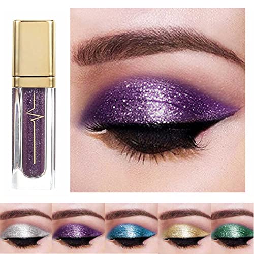 Kilshye Glitter Liquid Eyeshadow Shimmer Eye Shadow Metallic Eyeshadows High Pigment Eyes Shadow Long Lasting Waterproof Eyes Liquid Makeup For Women And Girls Pack Of 1 (A- Purple 4) #TOP30