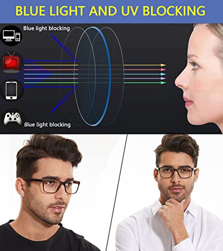 Image of Blue Light Blocking Reading Glasses for Men 4-Pack Stylish Computer Readers with Spring Hinges,Anti Glare /Eye Strain Filter UV Ray Lightweight Reader Eyeglasses,+3.0 Magnification Strength