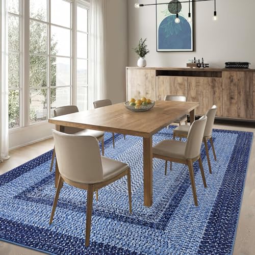 Tapete Decorativo GarveeHome 9x12 Navy Bajo Pelo Lavable miniatura 2