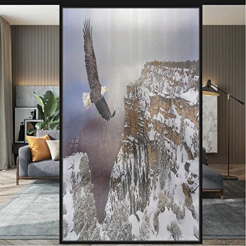 Window Film Stained Glass Wildlife Decor Office Privacy Glass Sticker Kitchen Bedroom Home Decor Decal White Brown 35.4 X 78.7 In #TOP17