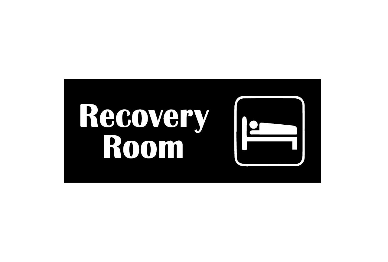 Recovery Room Sign Board With Double side adhesive tape-Vinyl Sticker With Forex Board-(Blue White 10X4 inch) Hospital,Clinic,Dental Care, Medical,Treatment