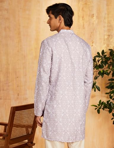 Image of Amazon Brand - Symbol Men's Polyester Festive Printed Long Kurta (Regular Fit)