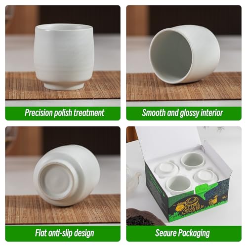 Image of TEANAGOO Japanese Tea Cups, Chinese Tea Cup, 7.2Oz / 205 Ml, Ceramic Tea Cups for Adults, Ceramic Cups no Handles, Japanese Cups, Asian Matcha Cup, Ivory White, 4 Pcs /Box, H7
