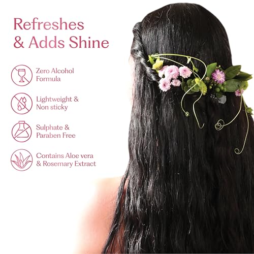 Image of Sacred Grove Rani Baug Floral Hair Perfume for Women | Hydrating Hair Mist with Long-Lasting Fragrance | Water-Based & Alcohol-Free Formula | 50ml