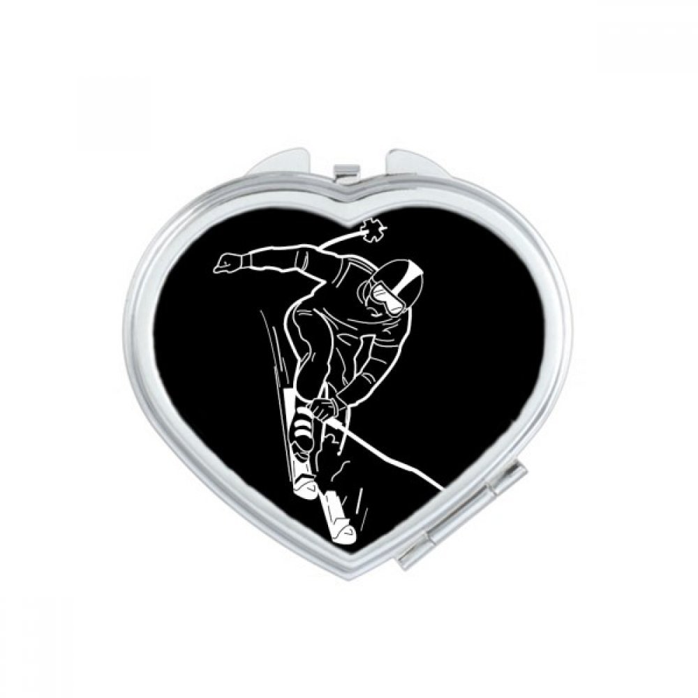Miroir maquillage compact ski coeur mignon petit cadeau fait main multicolore