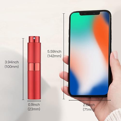 Miniatura 7 de Lisapack Botella atomizadora de perfume de 0.3 fl oz para viajes, dispensador de colonia recargable vacío, rociador portátil (rojo)