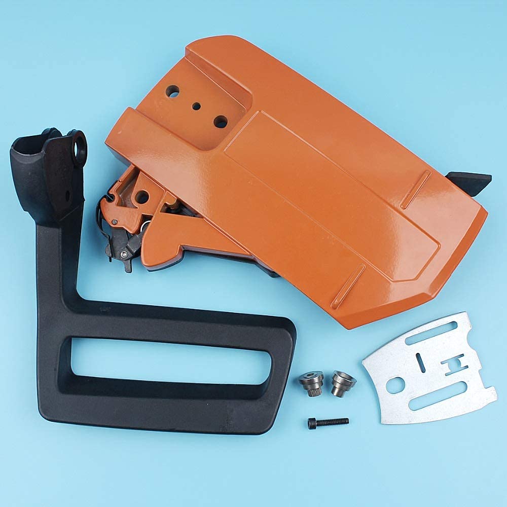 Kit de placa de barra protectora de manija de cubierta lateral de freno de cadena compatible con Husqvarna 61 66266268272 272XP Manguito de buje de motosierra