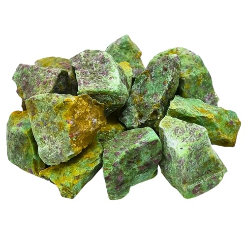 Image of Amazing Gemstone 2 Pieces Ruby Fuchsite Raw Crystals and Healing Stones, Natural Rocks for Tumbling and DIY Raw Stones and Crystals