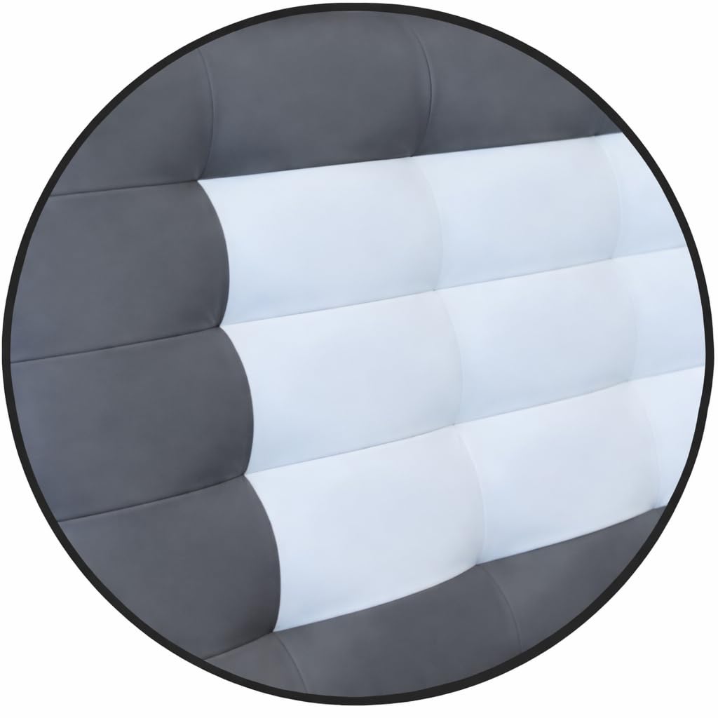 ONEK-DECCO Cabecero de Cama Mod.Florida con Marco, tapizado en Polipiel para Cama de niño,Juvenil y Matrimonio Cabezal de Colgar 70 cm.Alto (190X70, Gris-Blanco)