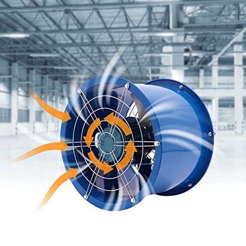 Ventilador Axial Silencioso de 16 Pulgadas, Extractor 370W para Cabina de Pintura, 1420 RPM, Fijación Mecánica Triangular, Azul miniatura 2
