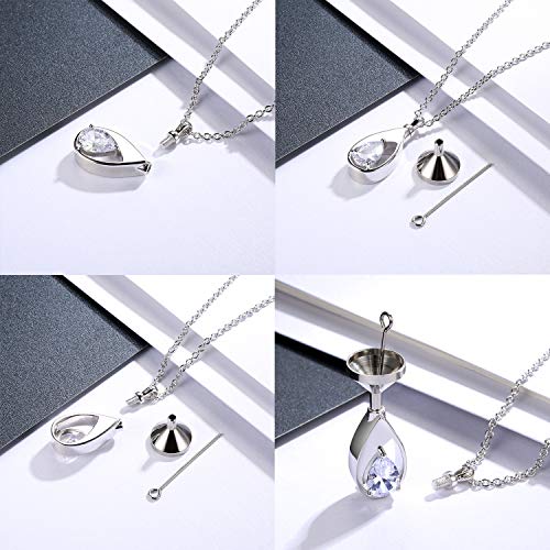 925 Sterling Silver Cremation Jewelry Memorial CZ Teardrop Ashes Keepsake Urns Pendant Necklace for urn Necklaces Ashes Jewelry Gifts3
