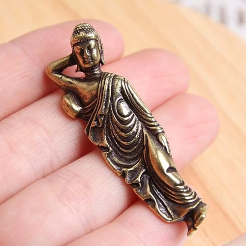 Ximimark 2 Pcs Solid Pure Brass Buddha Small Ornament Figurines Antique Copper Guanyin Sleeping Buddha Statue Desk Decorations Home Decor Craft #TOP5