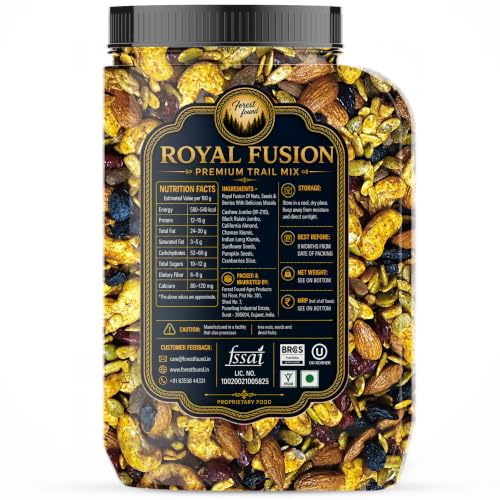 Image of Forest Found Royal Fusion Dry Fruits Trail Mix - 910gm | Premium Dry Fruit Mix For Snacking | With Cashews, Almonds, Raisins, Cranberries, Sunflower & Pumpkin Seeds | No Palm Oil & Flavours
