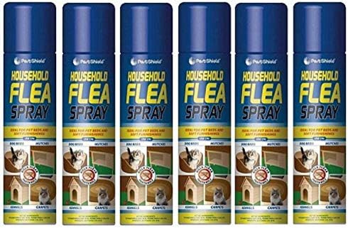 Pestshield Flea Spray Flea & Larvae killer Cat Dog Pets Bed Carpet Home 200 ml cans (6 X cans)