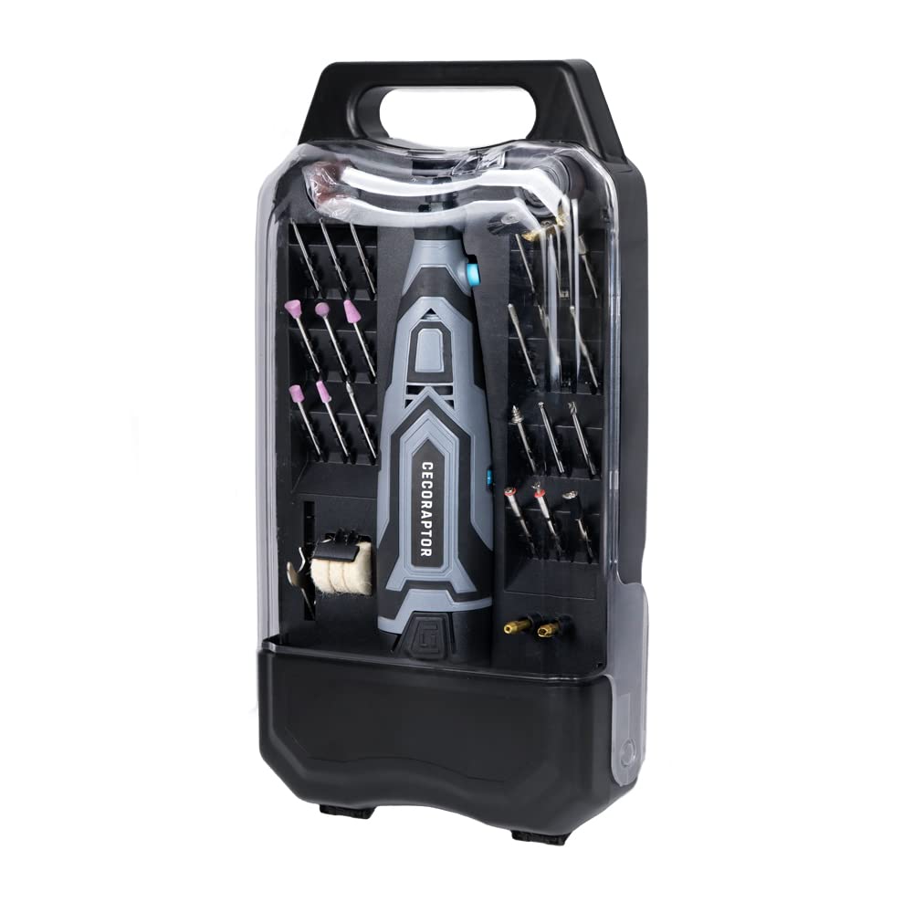 Cecotec Precyzyjne narzędzie obrotowe CecoRaptor Perfect Polish&Sand 1200 Ultra. Bateria 12V i 1500 mAh, Prędkość bez ładowania 25000 obr/min, Autonomia 60 min, Zestaw 60 Akcesoria