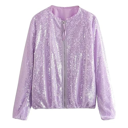Veste courte de loisirs à col rond : le look paillettes idéal pour vos sorties