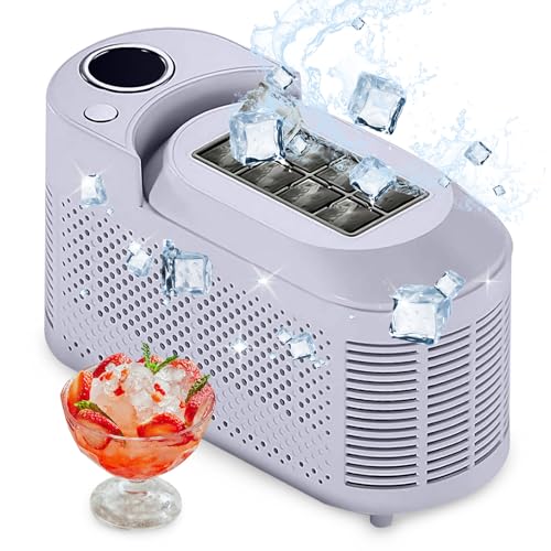 Máquina De Hielo De 8 Cubos En 10 Minutos, Silenciosa Máquina De Hielo Encimera, Máquina De Hielo Portátil Para Camping, Coche, Hogar Y Oficina (Morado)