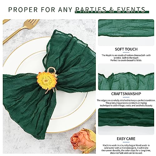 Servilletas de gasa verde esmeralda de 50x50 cm para bodas rústicas y banquetes boho 4
