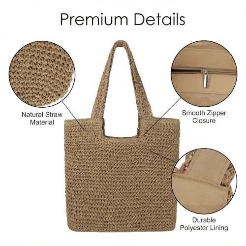 Bolso Tote de Playa Tejido para Mujer Ligero miniatura 5