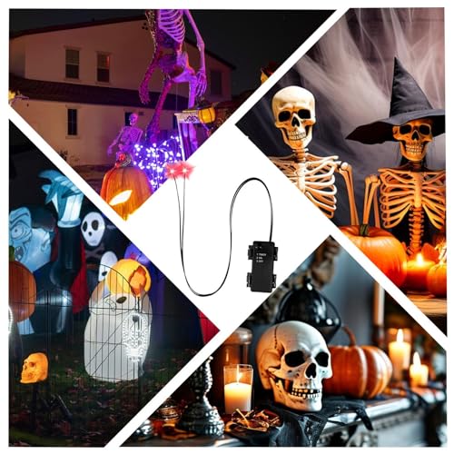 4 Stück Halloween LED Leuchtende Augen, Leuchtende LED Augen Für Skelette Mit Timer, Horror DIY Leuchtendes Augens, Für Halloween Dekoration, Masken, Totenköpfe, Kürbisse, Spinnen, Cosplay(Rot)