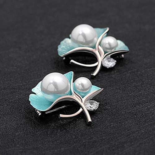 Image of Gingko Brooch Pin Corsage, Sweater Dress Shawl Classy Jewelry Accessory Decor for Wedding Birthday Party Christmas Gift (Blue)