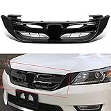 Black JDM Style Front Bumper Upper Grille with Compatible with Honda Accord Sedan 2013 2014 2015