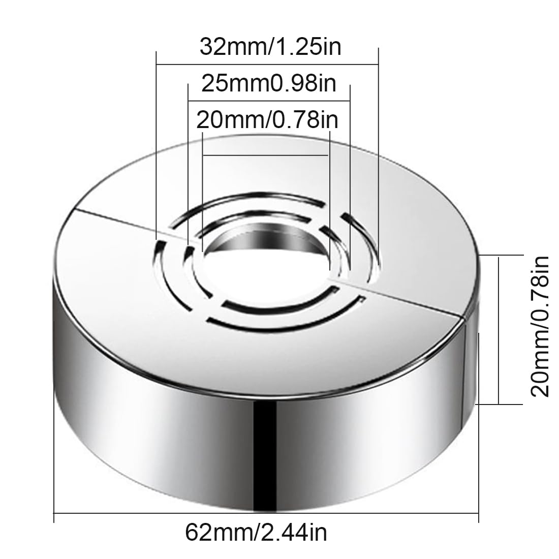 IKOPFLN 4 Pezzi Copritubo Termosifone, Rosette per termosifoni, Copri termosifone, Copri termosifoni, Rosetta Termosifone 3 Misure Regolabili, per Accessori Doccia, Decorazioni per Rubinetti