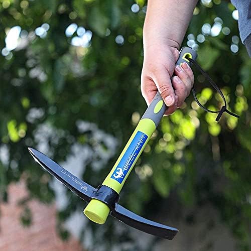 WEEL-KNIT Premium Mini Mattock, Pick axe tool, Upgrade Micro Pickaxe, with black PU cover, PU rope