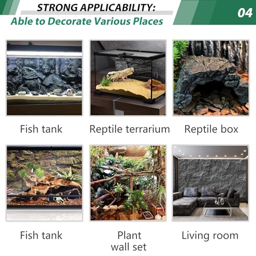 Image of 23.6x17.7in Rock Terrarium Background,3D Reptile Tank Background Board,Amphibian Stereo Backdrop Wall,Lizard Snake Gecko Spider Turtle Fish pet silo Background Decorative Panel(Grey)