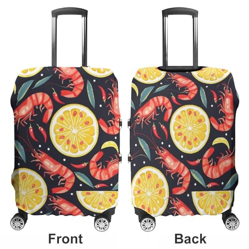 Lemon Shrimp Travel Luggage Cover Washable Suitcase Cover Protector Baggage Covers for Women Men S3