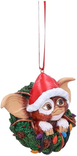 Miniatura 4 de Nemesis Now Gremlins Gizmo - Adorno colgante de corona de 3.7 in, resina, decoración navideña oficial de Gremlins, pintado a mano