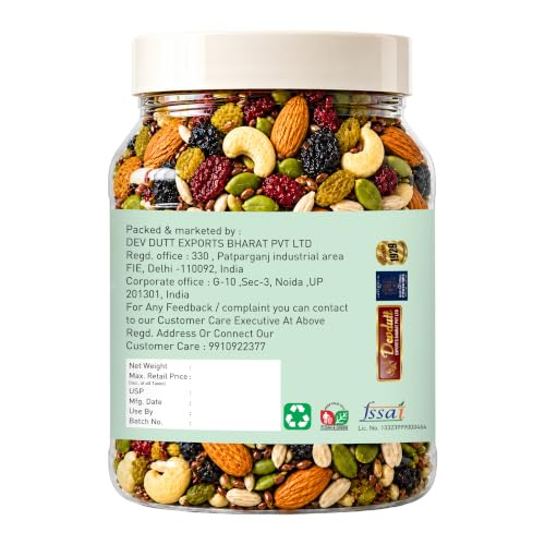 Image of D' Nature Eatery Mixed Dry Fruits 500g Healthy Natural 8 in 1 Superfood Trail Mix Nuts Seeds and Berries | Rich in High Protein Almonds, Cashew, Raisin, Pumpkin, Sunflower and Flax Seeds