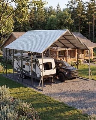 GarveeLife 20x20 ft Vertical Roof Metal Carport, Heavy-Duty 2 Cars Car Port