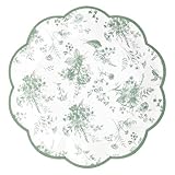 Sage Green Floral Leaf Disposable Paper Plates - Wildflower Green Toile 7