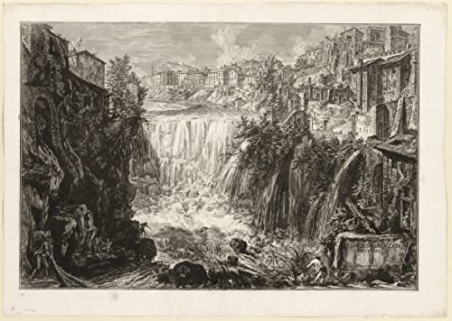 Toile vue de la cascade de Tivoli Piranesi pour décoration salon élégant