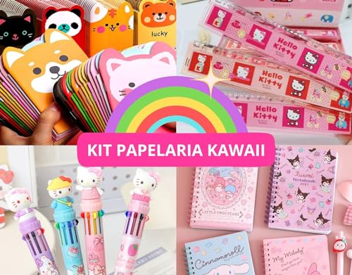Caixa Surpresa Papelaria Fofa Kawaii Kit 31 Itens + 1 Chaveiro