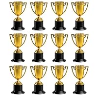JazRvr 12 Stück Pokal Kinder, Mini Pokale für Kindergeburtstag, Sportwettbewerbe und Schulveranstaltungen, Goldene Trophäen 9.5 cm hoch