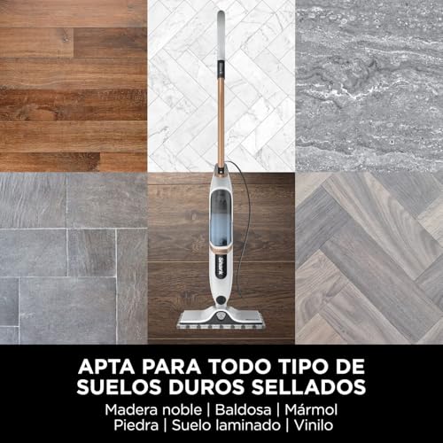 Miniatura 8 de Shark Steamspot Con Steam Blaster Para Suelos Duros, Mopa De Vapor Ligera Sin Sustancias Químicas, Depósito De Agua Extraíble, 2 Bayetas Atrapasuciedad Dirt Grip Lavables, Blanco Y Cobre S2001eu
