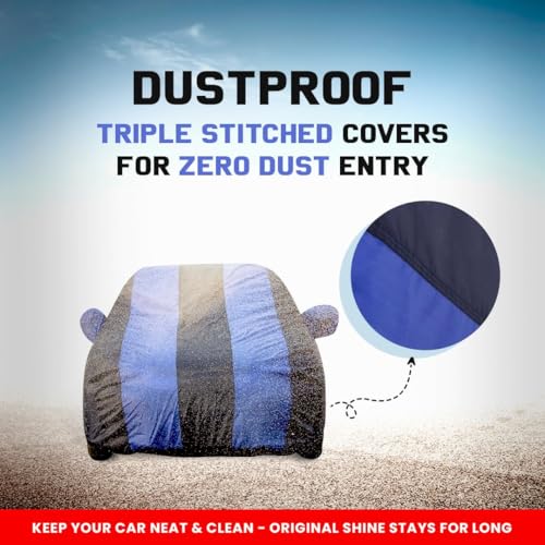 Image of Car Body Cover for MG Windsor | Triple-Stitched, Windproof with Buckle Belt, Elastic Hem, UV Protection, Scratchproof & Dustproof, Soft Feather-Like Fabric for All-Weather Protection (Royal Blue)