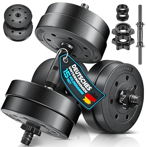 RE:SPORT 2er Hanteln Set verstellbar 15/20/30/40 kg | Hantelset mit 2 Kurzhanteln | Hantel mit...