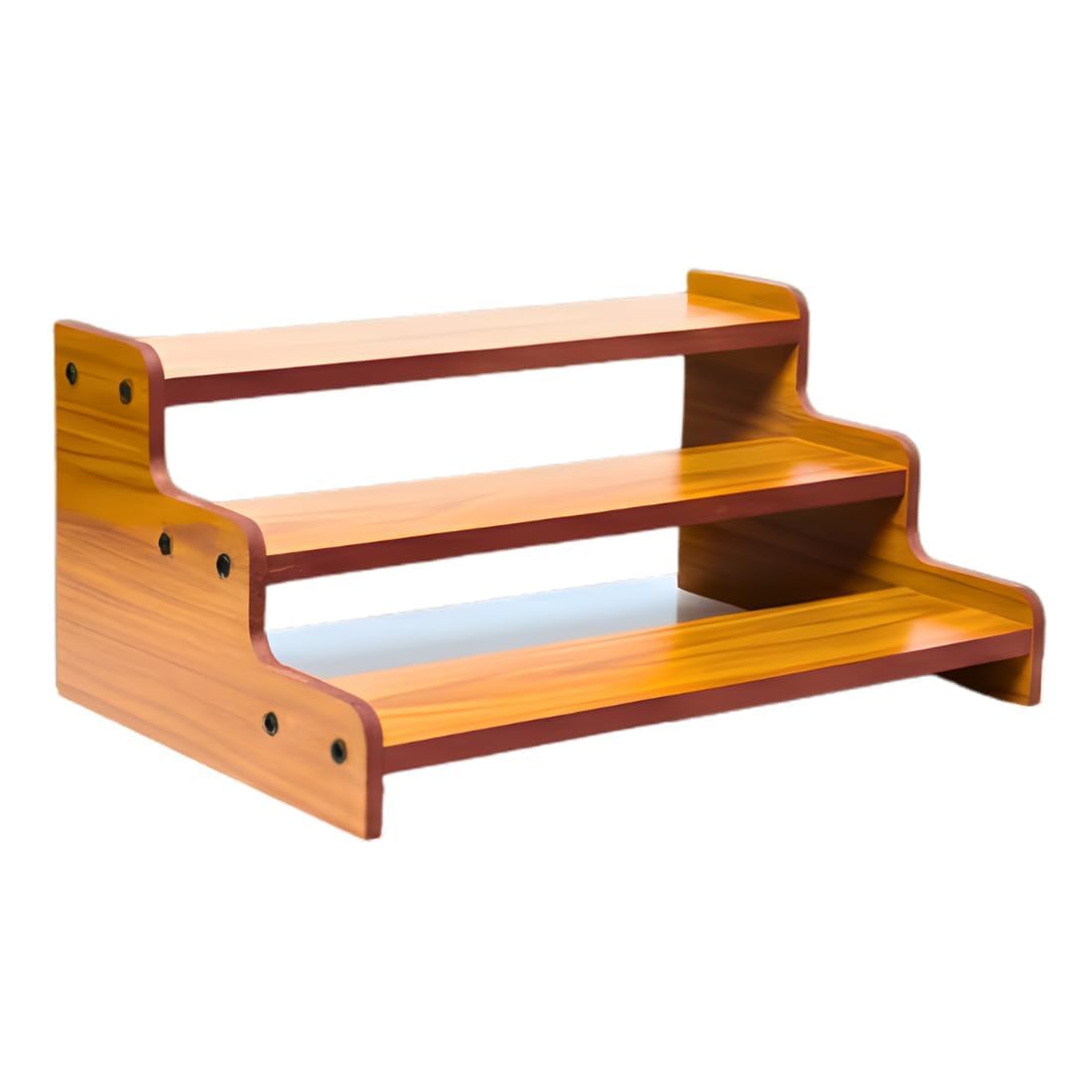 3-Tier Wooden Step Display Shelf Rack, Staircase Organiser | Wood Finish, Countertop Storage, Tiered Design, Screw Assembly, Multi-Purpose Use-image-38