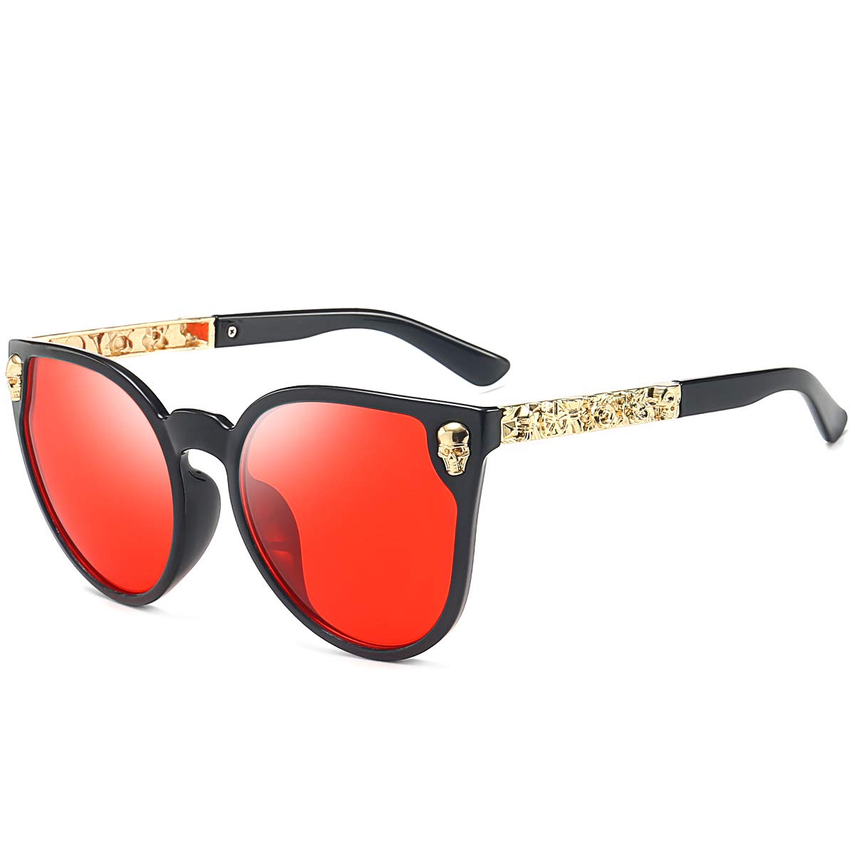 Dollger Rimless Skull Design Cat Eye Sunglasses UV400 Protection