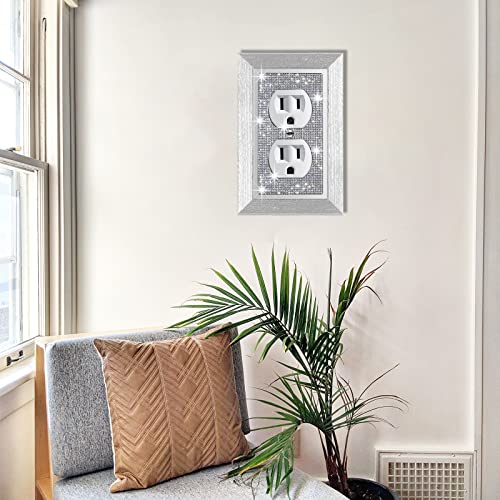 Image of 4 Pcs Shiny Rhinestones Outlet Covers Wall Plate Imitation Wood Grain Toggle Light Switch Cover Decorative Electrical Outlet Cover Plates Durable Switch Covers Socket Outlets Covers