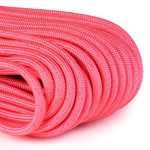 Image of Atwood Rope MFG 550 Paracord 100 Feet 7-Strand Core Nylon Parachute Cord Outside Survival Gear Made in USA | Lanyards, Bracelets, Handle Wraps, Keychain (Pink)