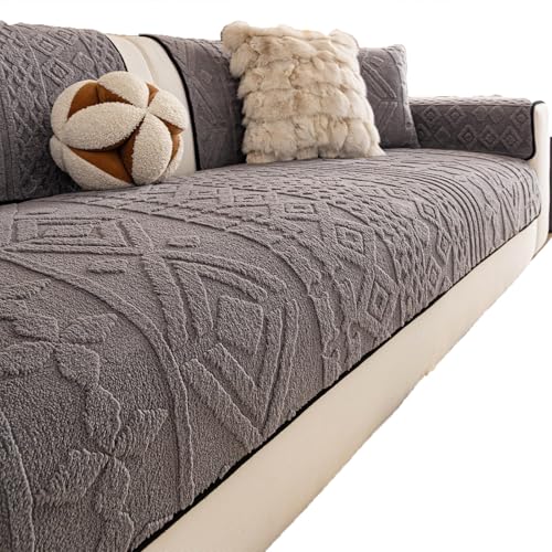 Image of Soft Geometric Sofa Slipcover, Cozy Sofa Cover, Skin-Friendly Non-Slip Washable Couch Protector, Cotton Furniture Cover for Nursery, Kitchen, Bathroom, Entryway (Gray-b,70x70cm/27.56x27.56in)