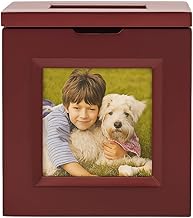 Cherry Wood Rotating Photo Cube Urn – Memorial Keepsake Box for Ashes – 360° Swivel Base – Holds 5 Photos –7” High x 6” Wide – Tribute for Loved Ones or Pets (Large)