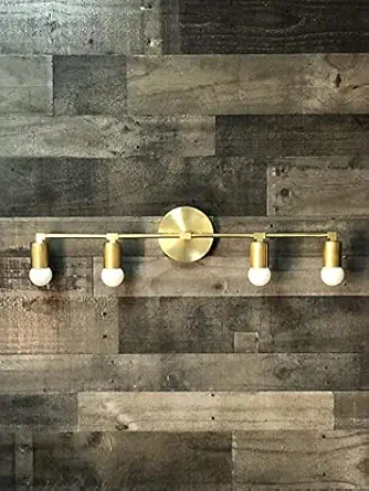 World of Chandelier 4 Bulb Mid Century Modern Vanity Lighting Wall Sconce ( Brass )-Electric