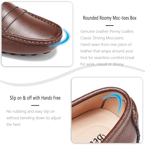 BEAUSEEN Coffee Leather Loafers