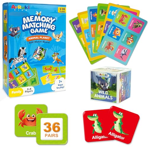 72 PCS Animals Memory Matching Game for Kids, Animal Theme