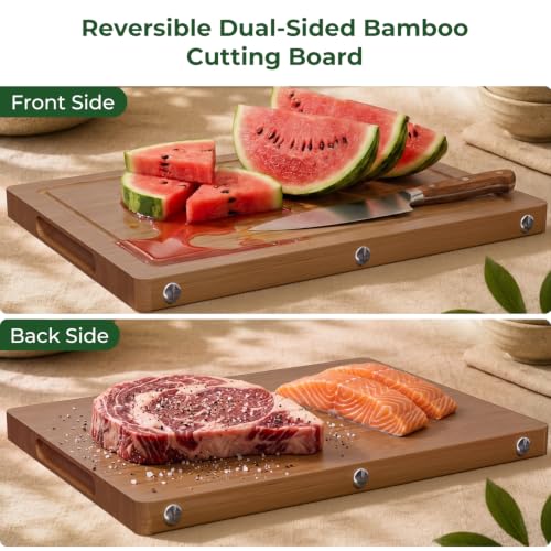 Glue & Formaldehyde-Free，Large Bamboo Cutting Board for Kitchen - image 8